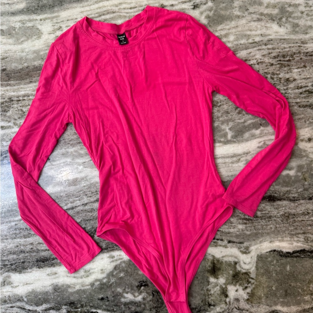 Pink long sleeve womens bodysuit